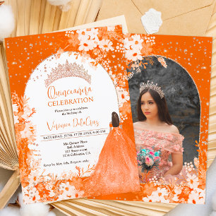Invitation princesse quinceanera rose de tiara orangée