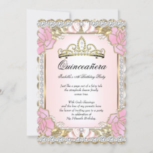 Invitation Princesse Quinceanera Rose Or 15ème Anniversaire 2