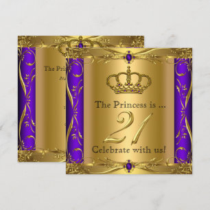 Invitation Princesse Regal Purple Gold 21e fête d'anniversair