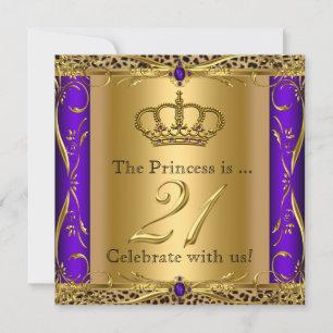 Invitation Princesse Regal Purple Leopard 21e fête d'annivers
