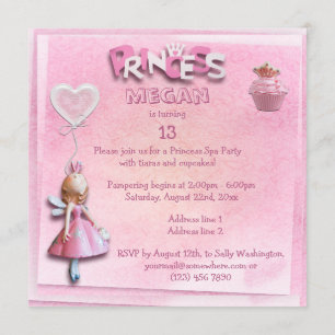 Invitation Princesse rose 13e anniversaire Spa Party double f