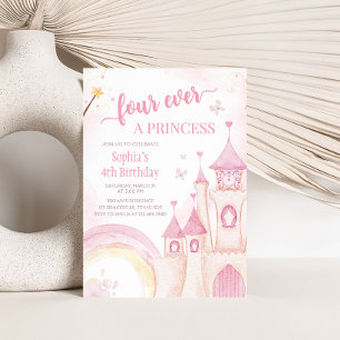 Invitation Princesse rose 4e fête d'anniversaire