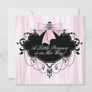 Invitation Princesse rose et noire baby shower
