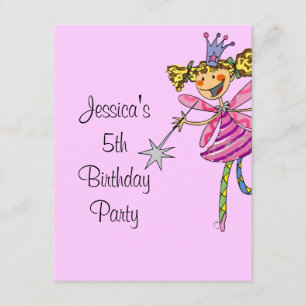 Invitation princesse rose fille de 5 ans