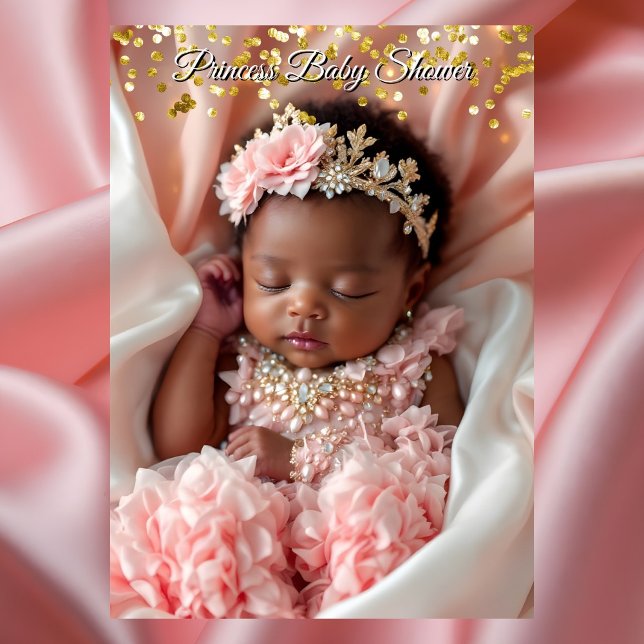 Invitation Princesse Rose Or Bébé Fille Shower Ethnique (Créateur téléchargé)