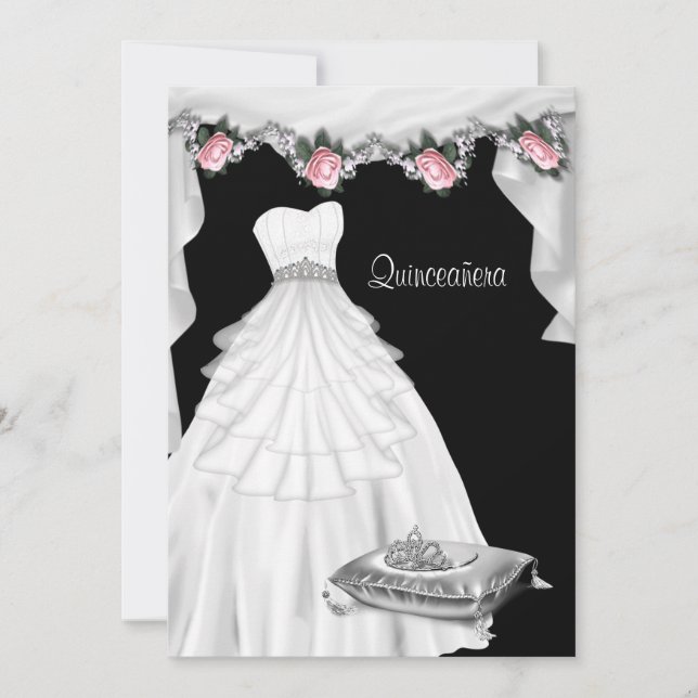 Invitation Princesse Rose Pink Quinceanera (Devant)