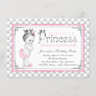 Invitation Princesse rose Premier anniversaire