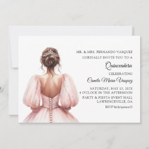 Invitation Princesse rose Quinceañera fête d'anniversaire