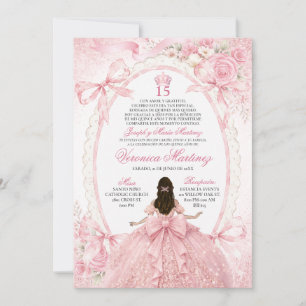 Invitation Princesse Rose Quinceañera Fleurs Espagnoles