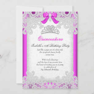 Invitation Princesse Rose Quinceanera Hot Rose Lace