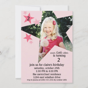 Invitation Princesse Rose Superstar Photo Anniversaire