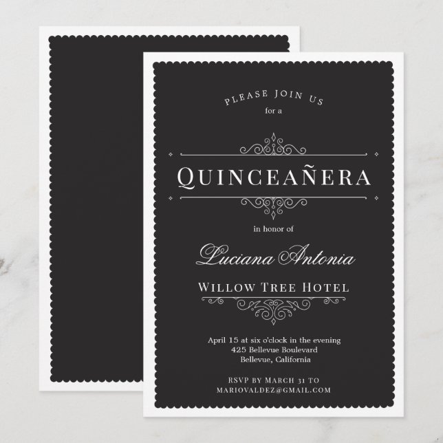 Invitation Princesse Royal Elegant Quinceanera (Devant / Derrière)