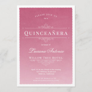 Invitation Princesse Royal Elegant Rose Quinceanera