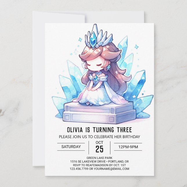Invitation Princesse Royale numérique Anniversaire (Devant)