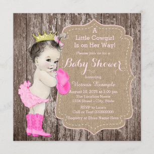Invitation Princesse rustique baby shower de cow-girl