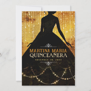 Invitation Princesse Silhouette Urban Gold B jour Quinceanera