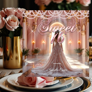 Invitation Princesse Sweet 16 Fête d'anniversaire Rose poudré