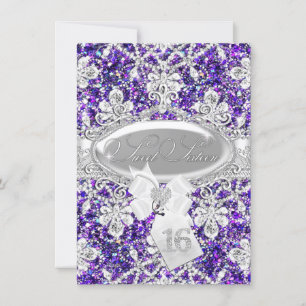 Invitation Princesse Sweet 16 Pailletée Diamant Vi