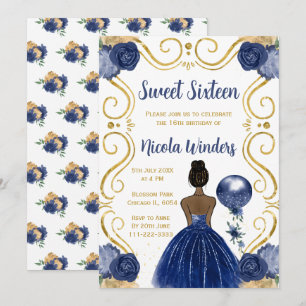 Invitation Princesse sweet sixteen de la peau foncée dans la