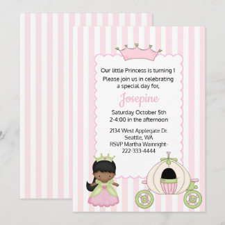 Invitation Princesse Thème Baby Girl Premier anniversaire