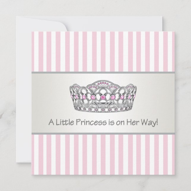 Invitation Princesse Tiara Baby shower princesse rose (Devant)