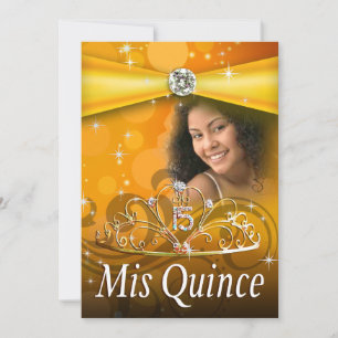 Invitation Princesse Tiara Photo de Quinceanera 15 d'or