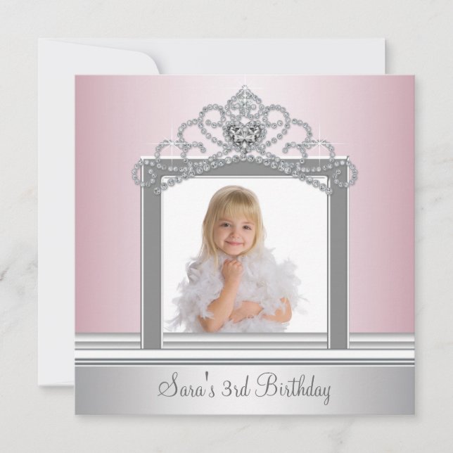 Invitation Princesse Tiara Photo Princesse Anniversaire (Devant)