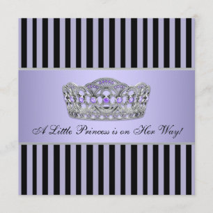 Invitation Princesse Tiara Purple Black Baby Girl