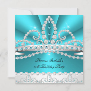 Invitation Princesse Turquoise Diamant Bleu Tiara fête d'anni