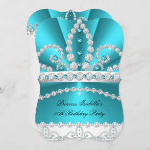 Invitation Princesse Turquoise Diamant Bleu Tiara fête d'anni