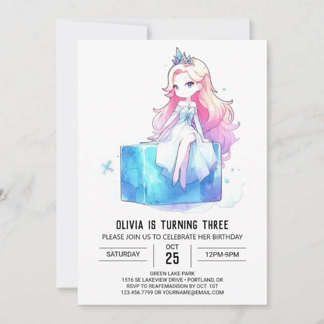 Invitation Princesse Whimsical Personnalisée Anniversaire (Devant)