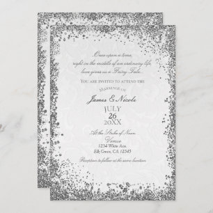 Invitation Princesse White Damask Storybook Mariage élégant