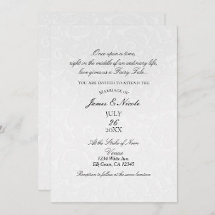 Invitation Princesse White Damask Storybook Mariage élégant