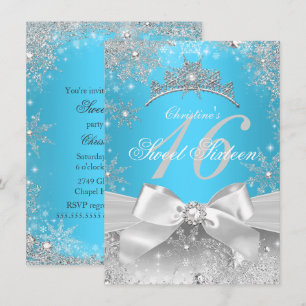 Invitation Princesse Winter Wonderland Blue Sweet 16