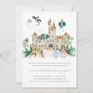 Invitation Princesses, Chevaliers & Dragons Fée Conte Anniver