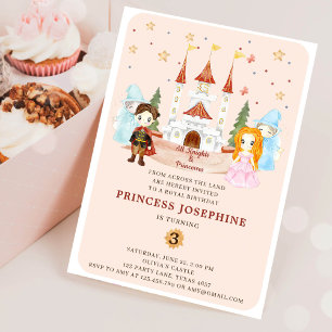 Invitation Princesses et Chevaliers Fille Anniversaire