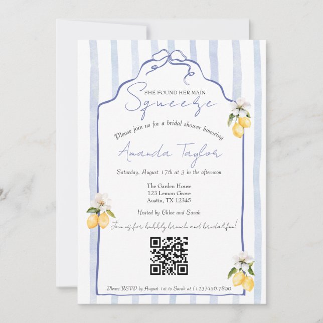 Invitation principale de douche nuptiale Squeeze (Devant)