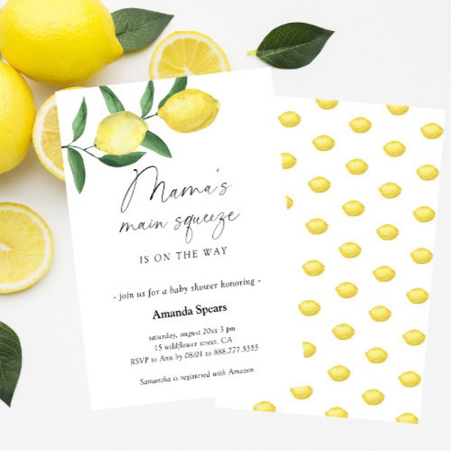 Invitation principale de Squeeze de Mama Baby show (Cute lemon theme gender neutral baby shower invitation)