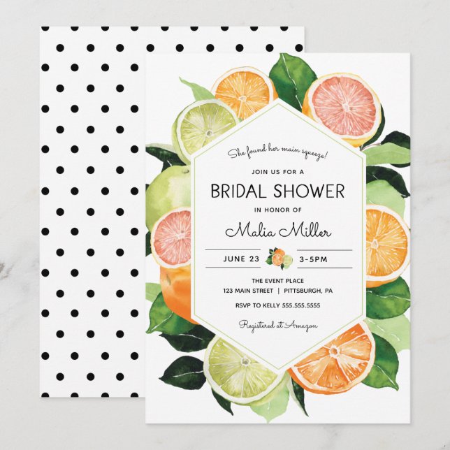 Invitation principale Squeeze Citrus nuptiale douc (Devant / Derrière)