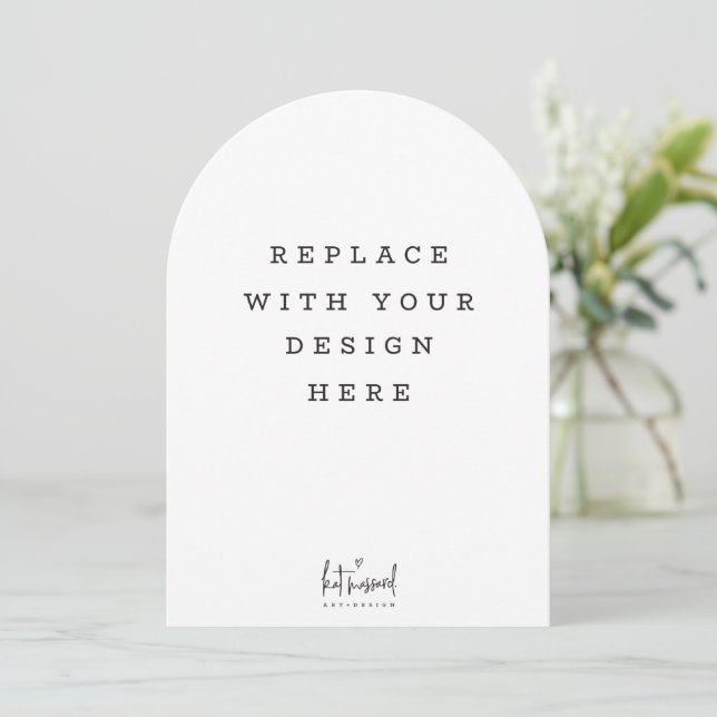 Invitation PRINT ORDER 7 x 5 inch card Dicut arch edge (Debout devant)