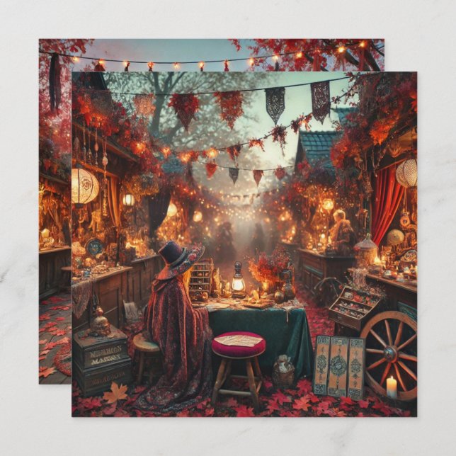 Invitation Printable Autumnal Whimsigoth Market Scrapbook (Devant / Derrière)