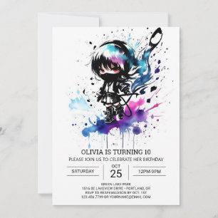 Invitation Printable Chic Ninja fille anniversaire