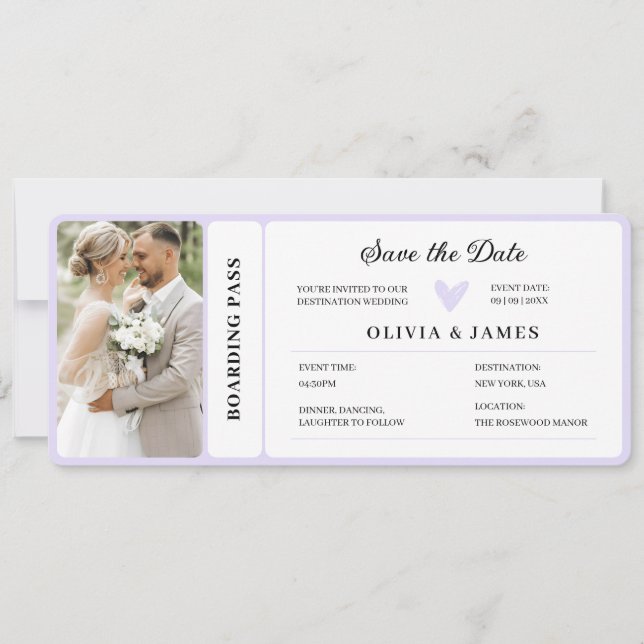 Invitation Printable Destination Wedding Boarding Pass  Invit (Devant)