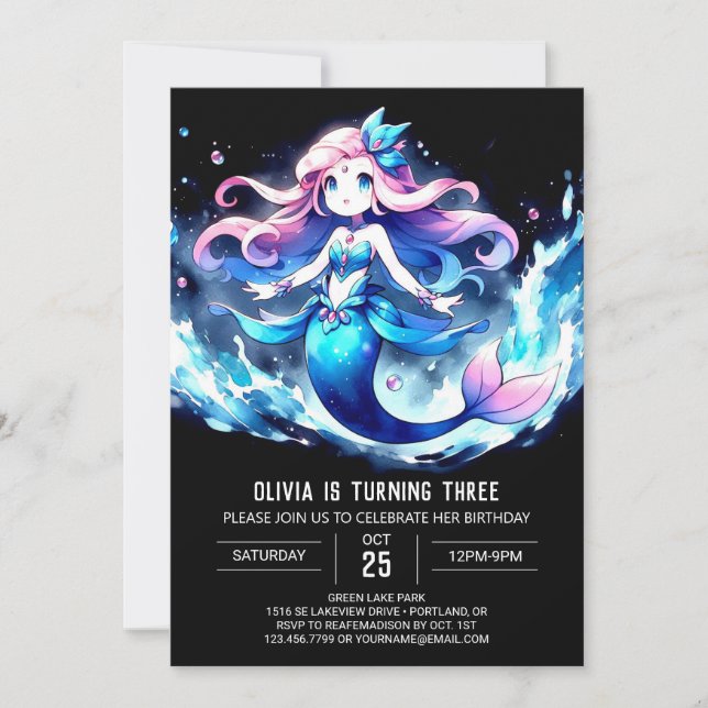 Invitation Printable Dreamy Mermaid Anniversaire (Devant)