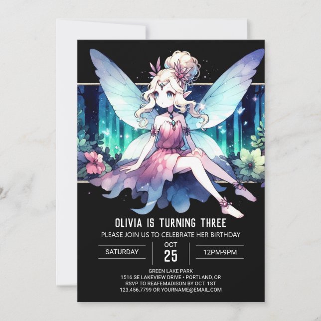 Invitation Printable Enfants Fairy Anniversaire (Devant)
