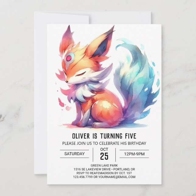 Invitation Printable Joyeux Renard Anniversaire (Devant)
