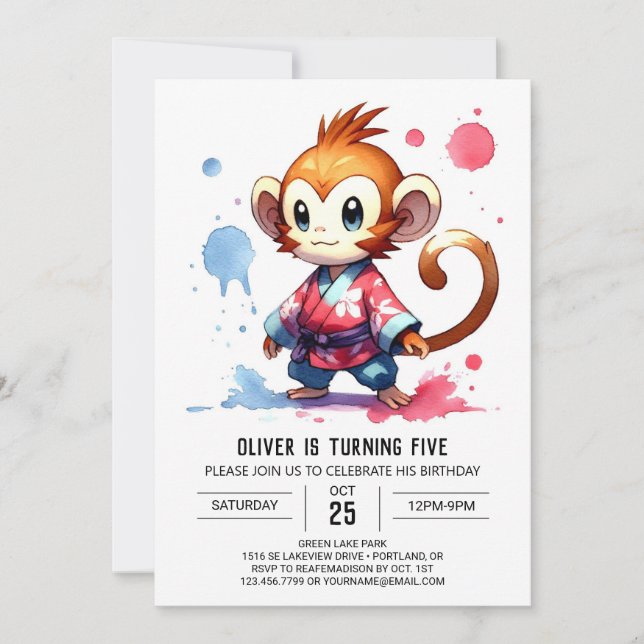 Invitation Printable Joyeux Singe Anniversaire (Devant)