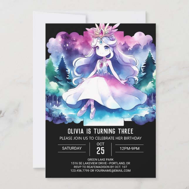 Invitation Printable Princesse Anniversaire (Devant)