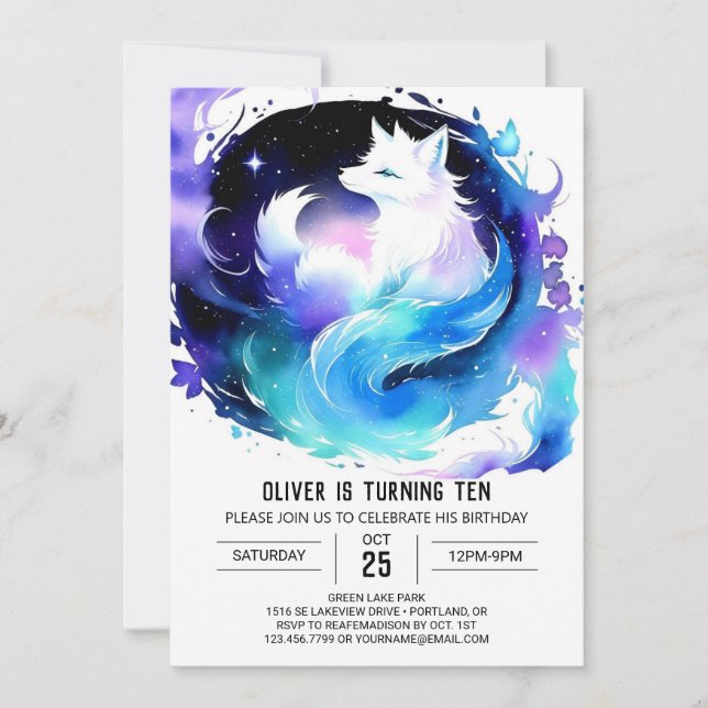 Invitation Printable Renard Boho Anniversaire (Devant)
