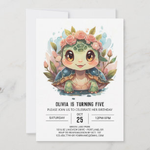 Invitation Printable Turtle Girl Anniversaire